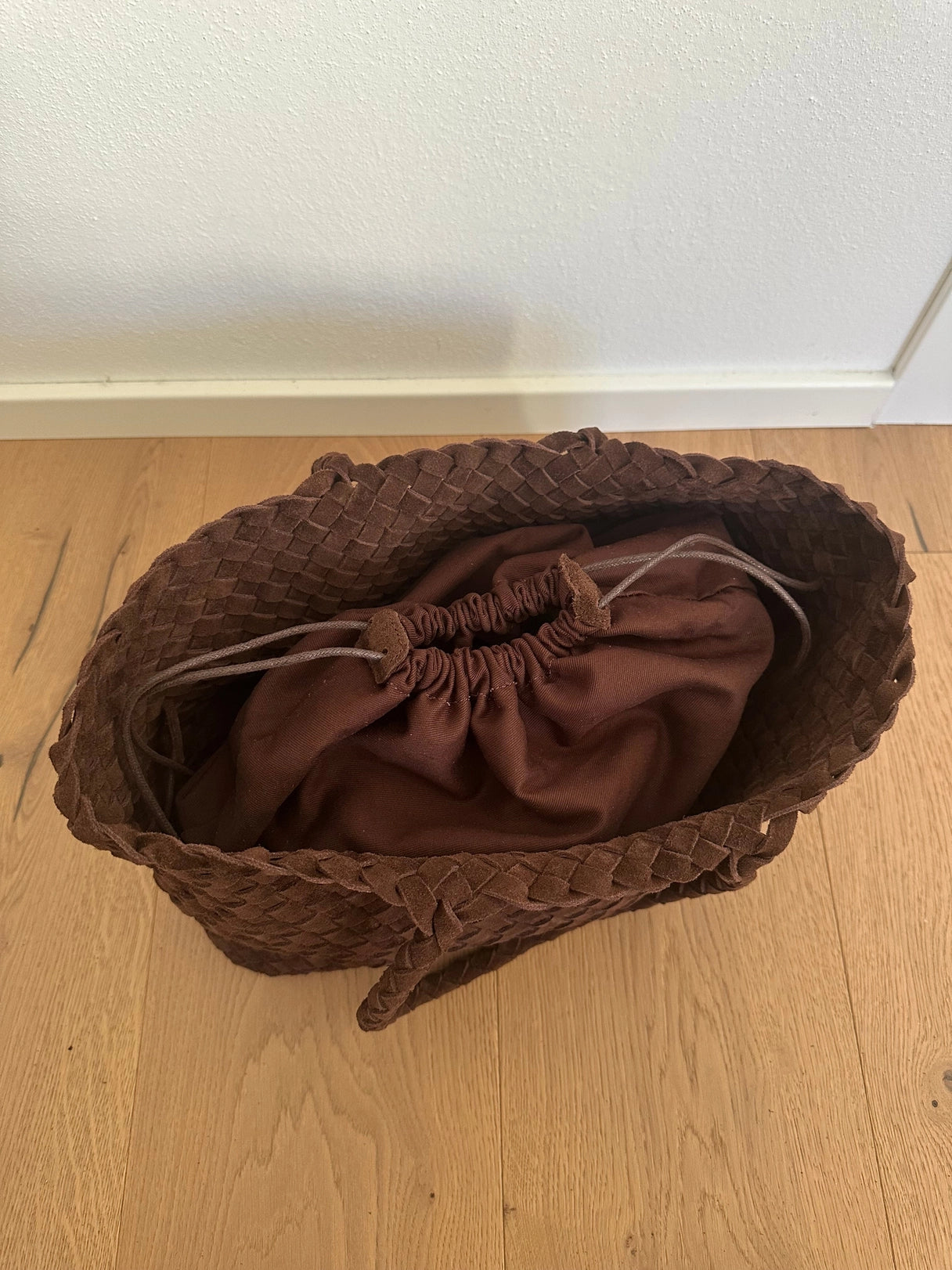 LEONI WOVEN SUEDE TOTE