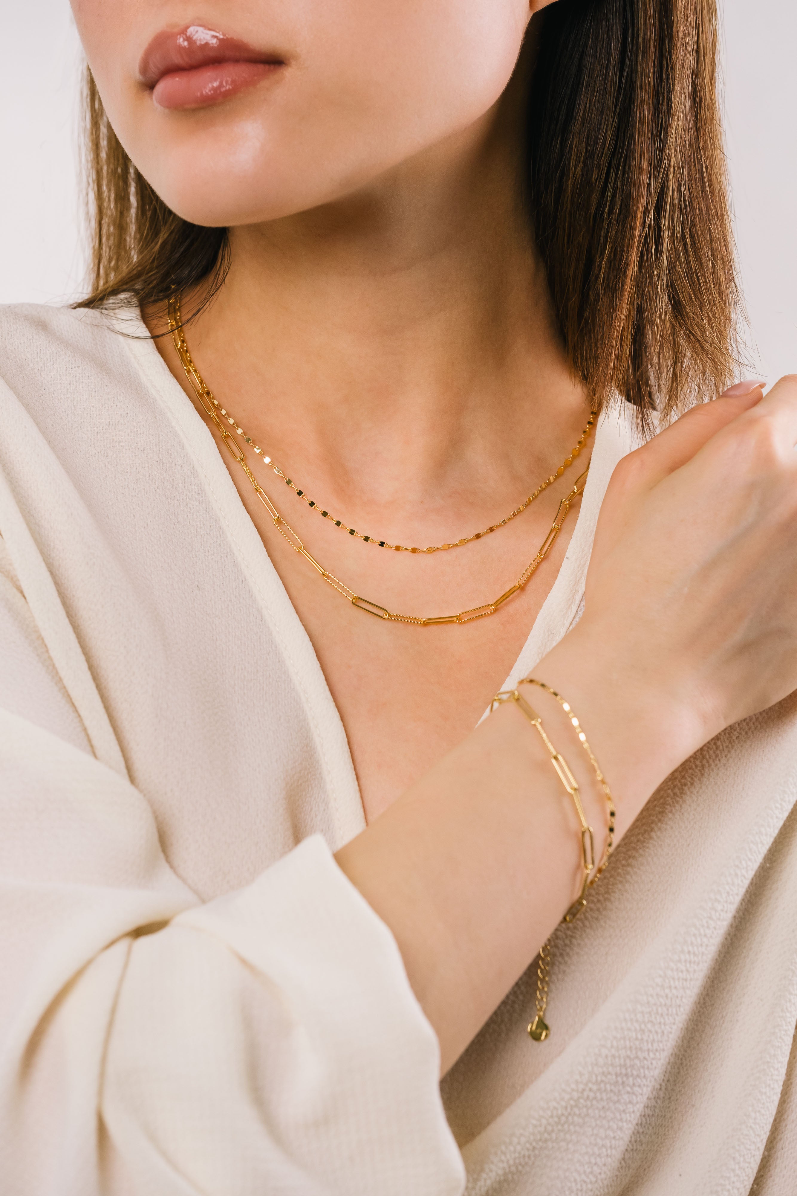 ARLO PAPERCLIP LAYERED BRACELET