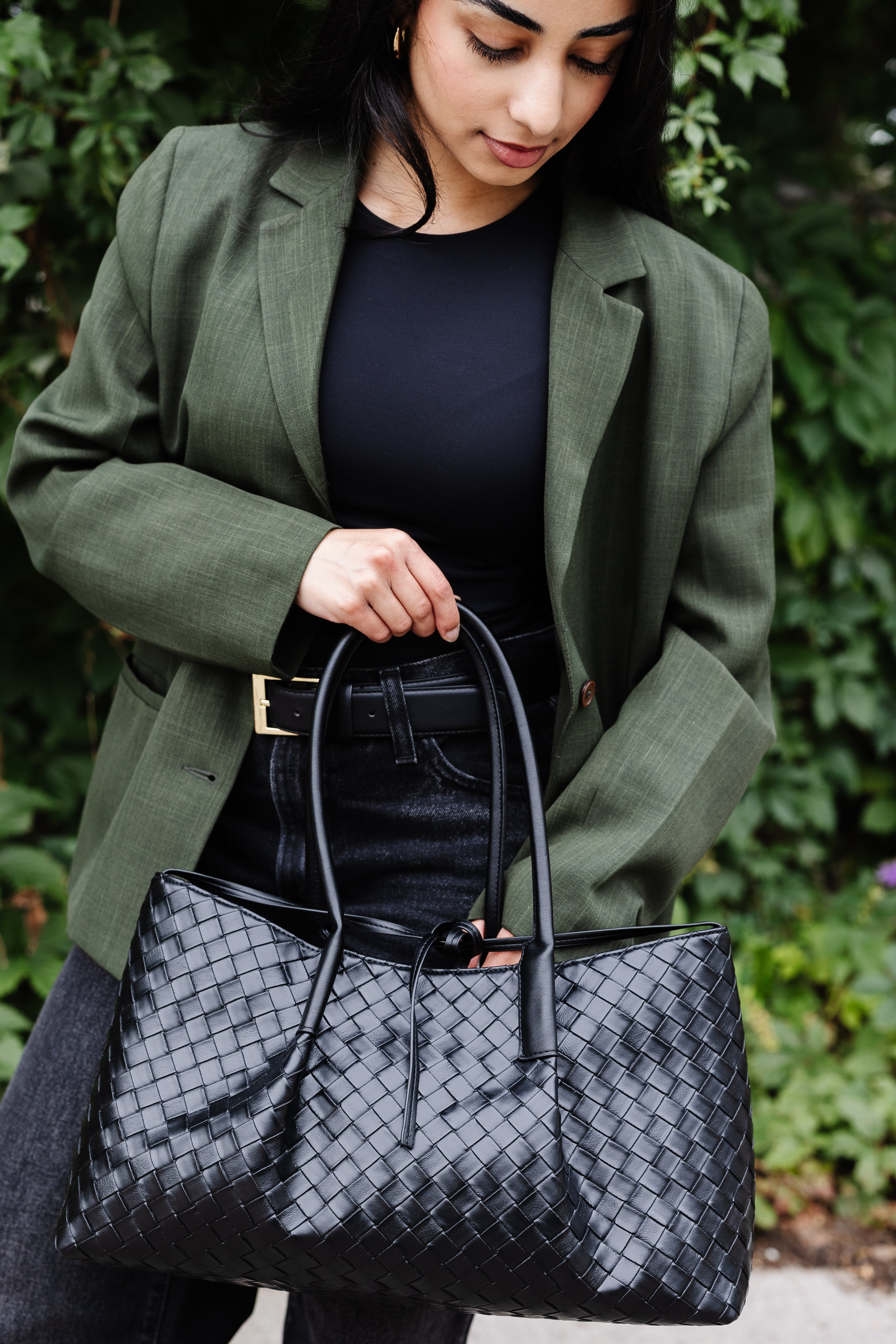 WOVEN EAST WEST TOTE