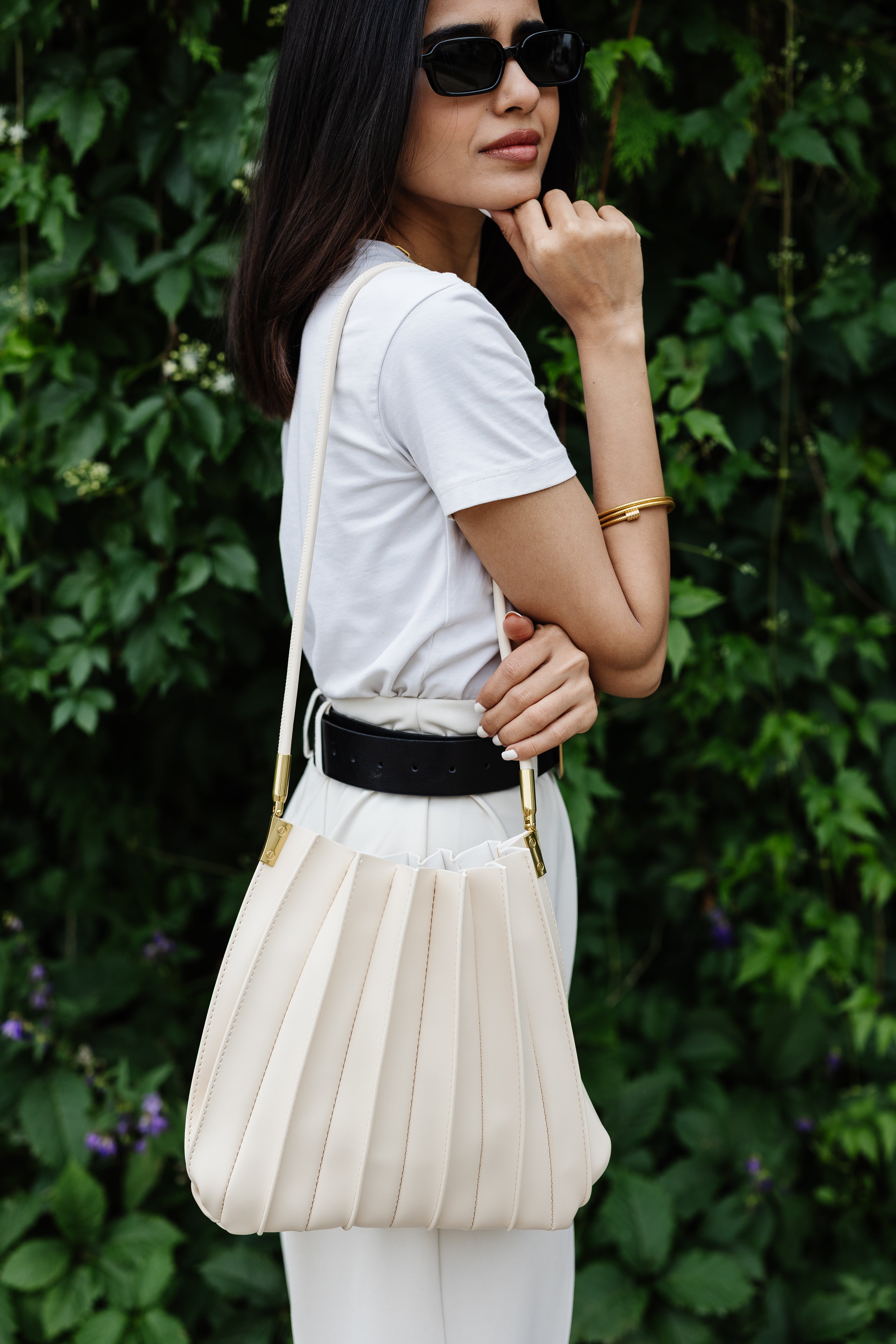 CARRIE PLEALTED SHOULDER BAG