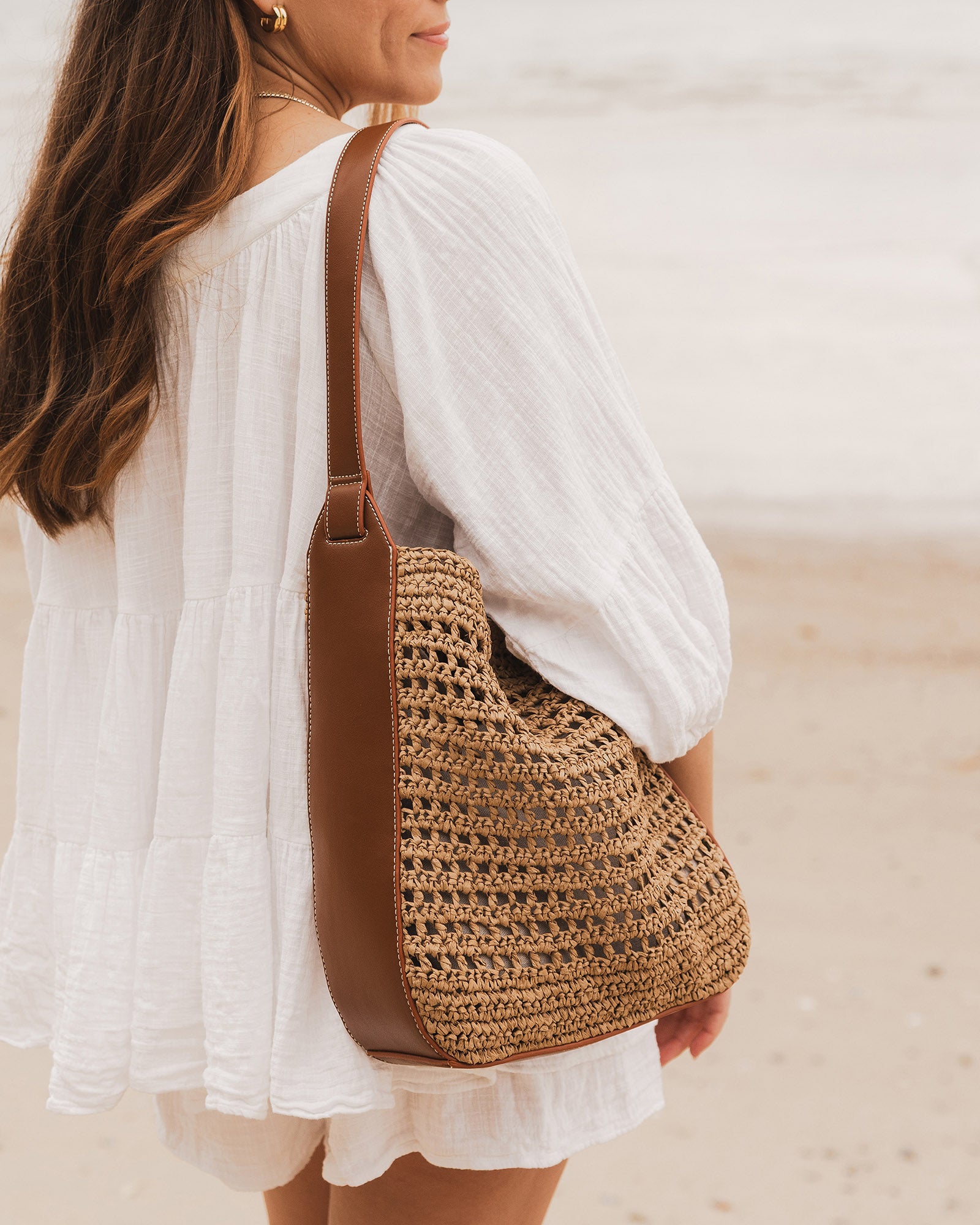 LOUISA RAFFIA SHOULDER BAG