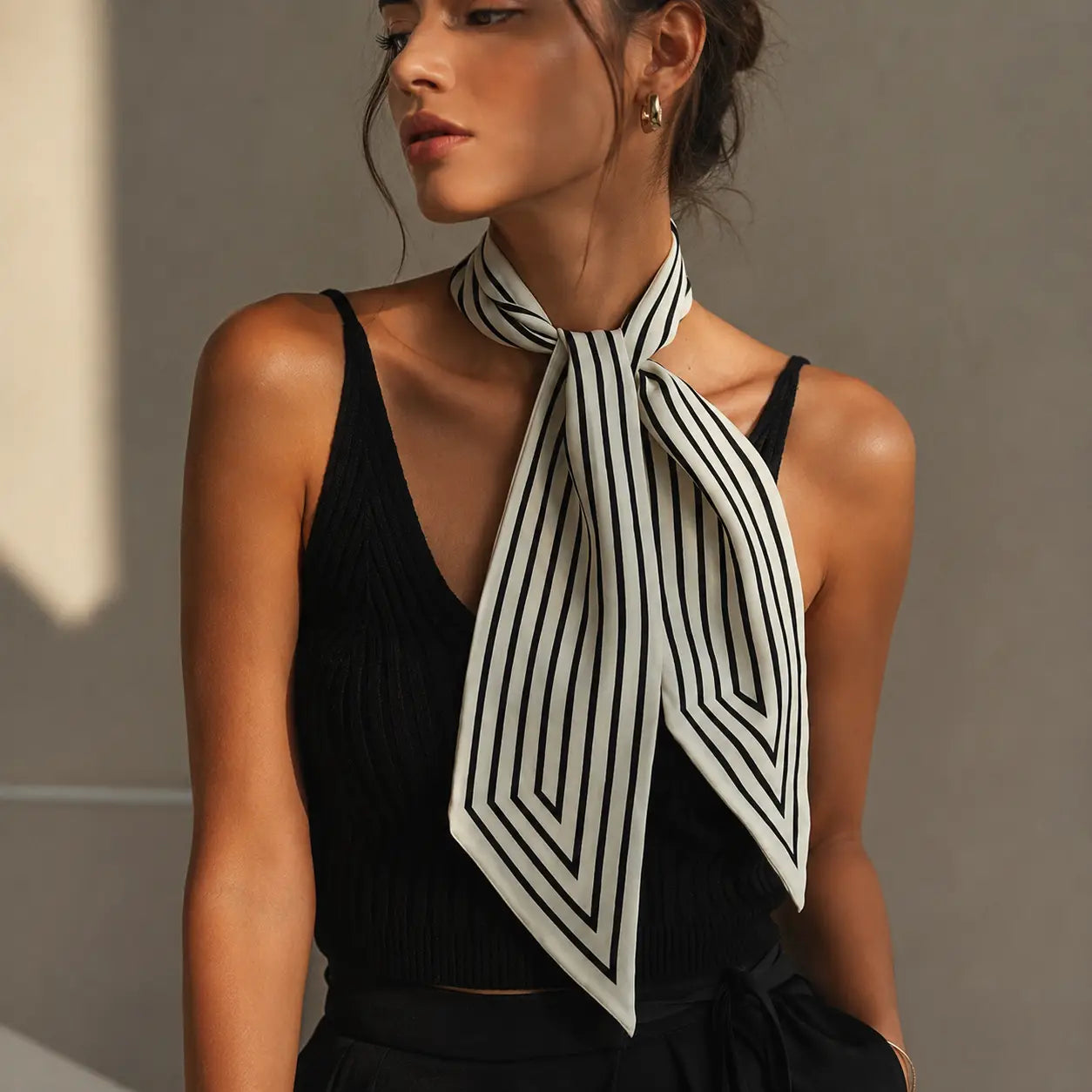 STRIPED SILK SCARF