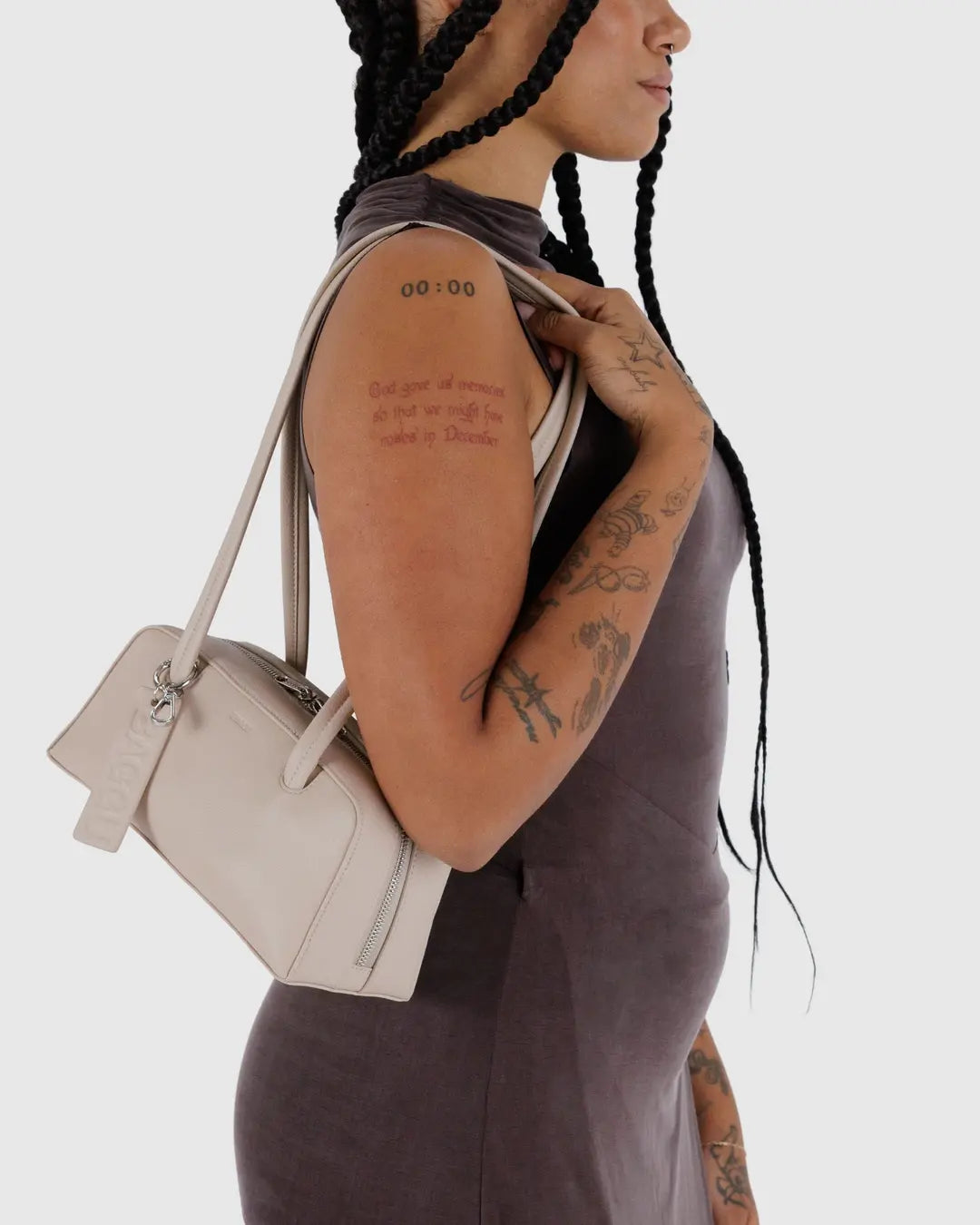 SMALL RECYCLED LEATHER BOWLER BAG