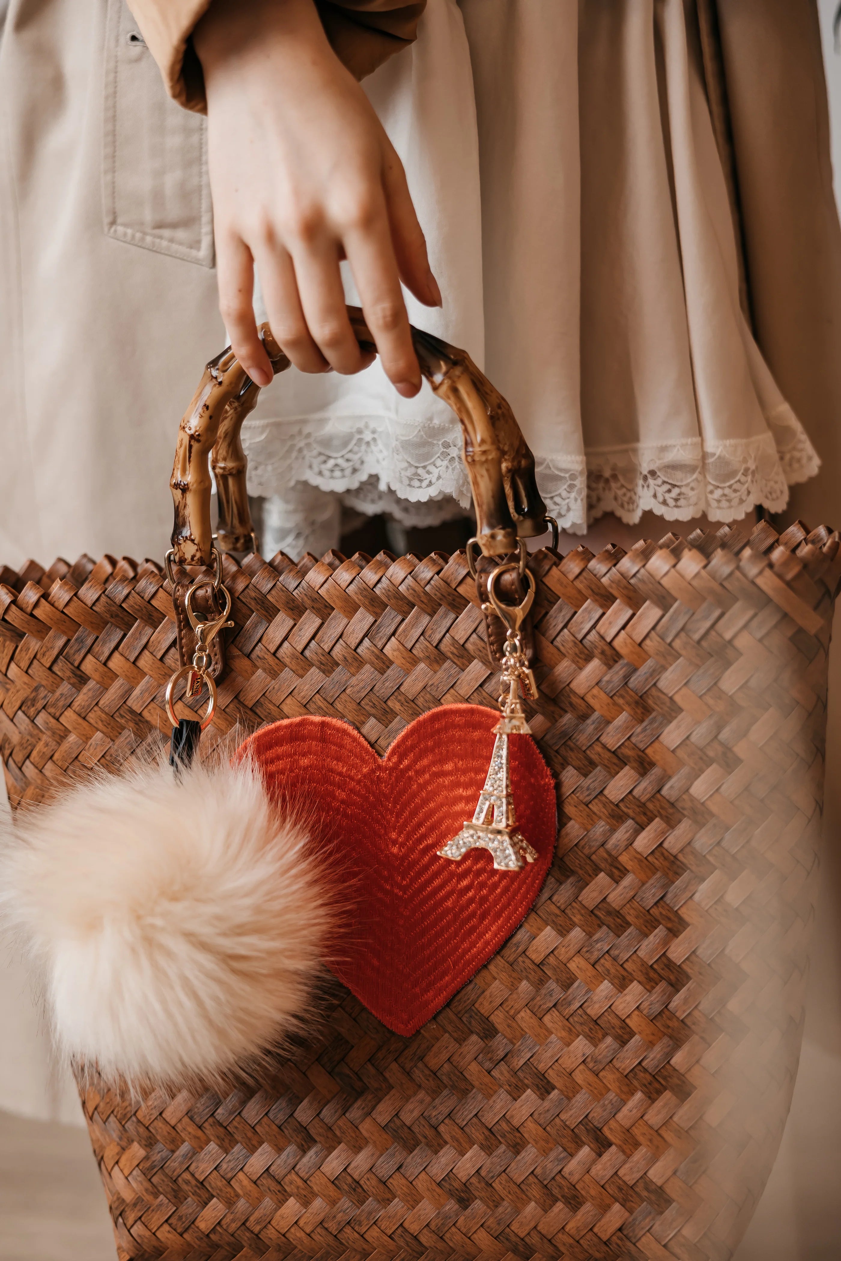 FAUX POM BAG CHARM