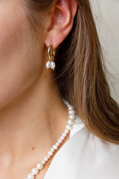 Natural pearl 2025 hoop earrings